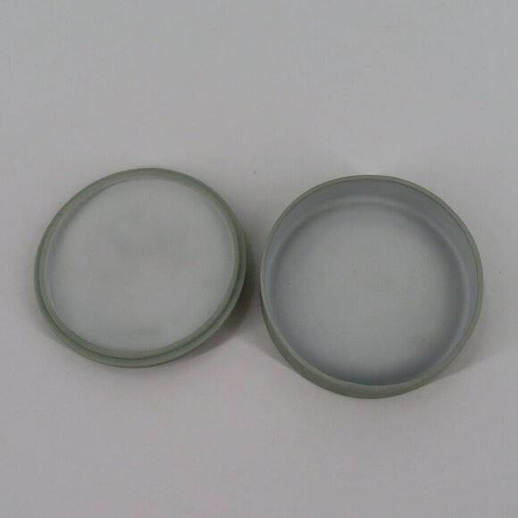 VTG Green Porcelain White Cameo Profile Historic Man Person Lidded Trinket Dish - Picture 4 of 11